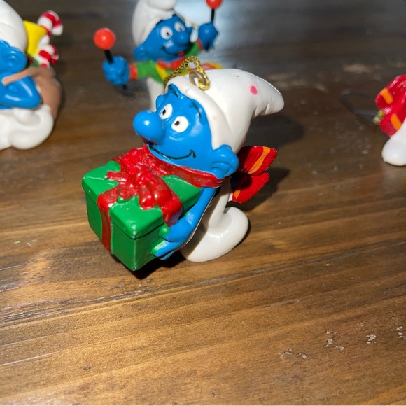 Vintage 5-Piece Smurf Christmas Ornament Set - Picture 3 of 10